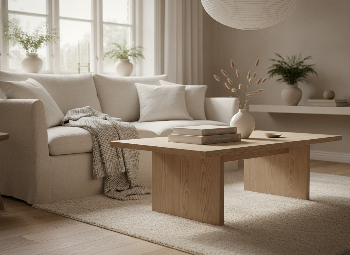 Scandinavische salontafel kiezen: hout, licht en rust