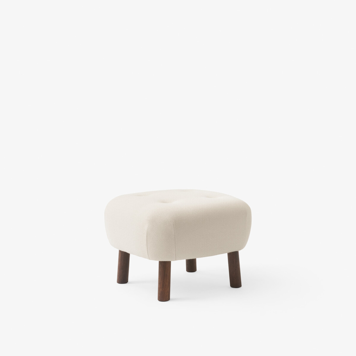 Ronde poef met houten pootjes en zachte bekleding